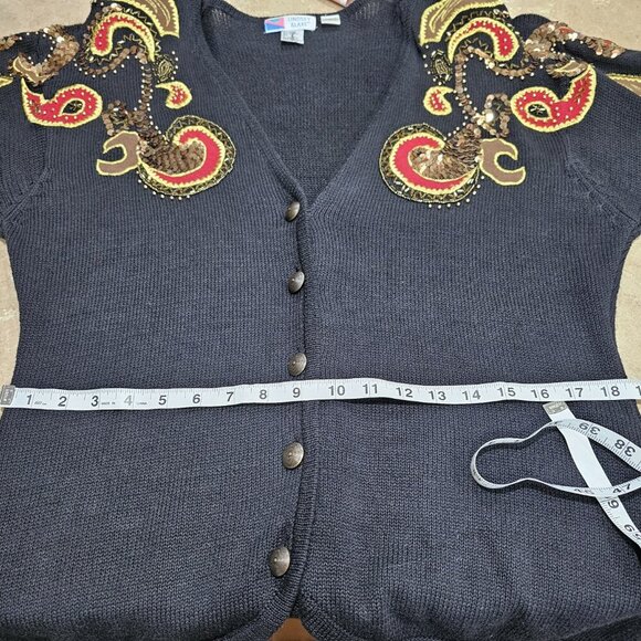 Women's Lindsey Blake Sequined Beaded Cardigan Size Large - Picture 4 of 7